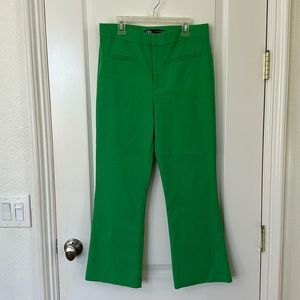 Green Straight leg Dress Pants Straight Leg Trousers Zara